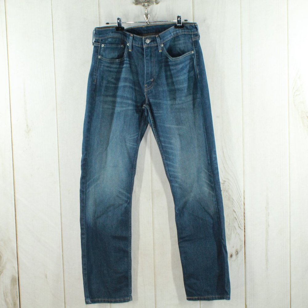 Levi's 514 Original Blue Washed Riveted Slim Straight Denim Jeans Size 34x34 - Picture 1 of 11